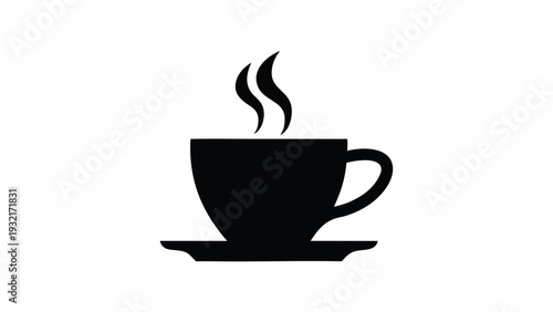 Steaming hot cup of coffee on a saucer