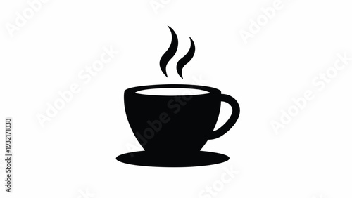 Steaming hot cup of coffee on a saucer