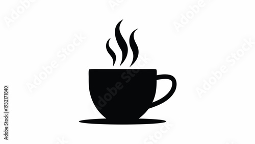 Steaming hot coffee cup in modern design