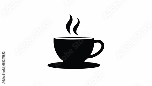 Steaming cup of coffee on a saucer, hot beverage