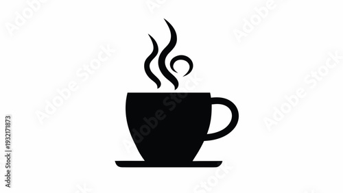 Steaming hot coffee cup icon