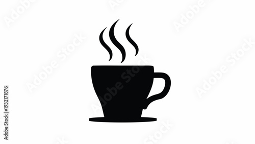 Steaming hot coffee cup icon in modern design