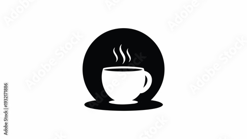 Steaming hot cup of coffee in modern design