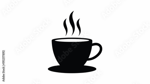 Steaming hot cup of coffee on a saucer