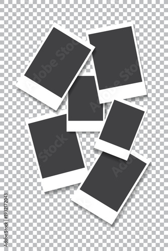 Collage of realistic vector photo frames isolated. Template retro photo design, Urban youth lifestyle photo collage