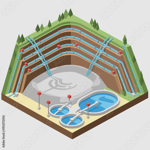 Geothermal Power Plant Diagram Showing Energy Generation Process.