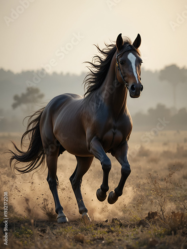 horse running freely