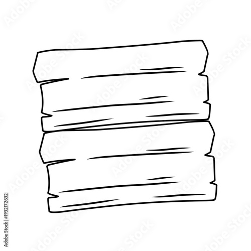line illustration of wooden board sign on white background