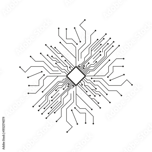 Flat Design Microchip Electronic Component Circuit Board Vector Illustration