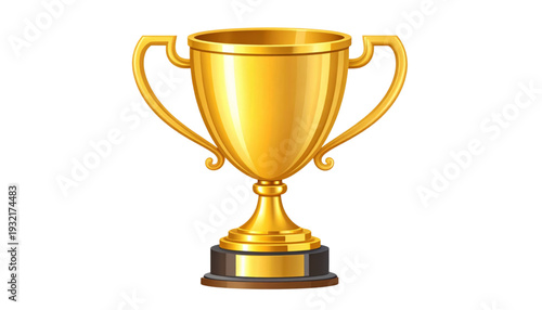 Golden trophy cup symbolizing victory and achievement in a competitive setting isolated on transparent background