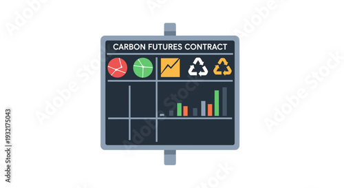 Carbon Futures Contract Trading Board with Financial Charts and Icons