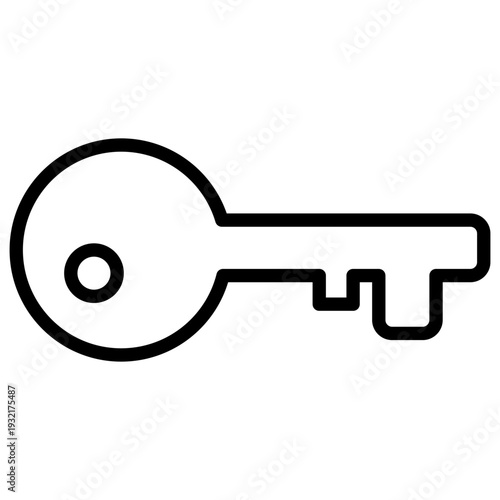 Classic key line icon used for physical or digital decryption and authorization access