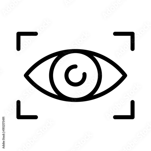 Iris recognition or eye scan icon for high level biometric security and retina authentication