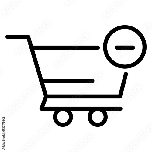 A shopping cart icon with a minus or delete sign to remove items