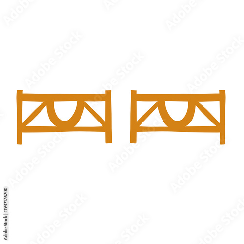 wooden fence vector element on isolated white background