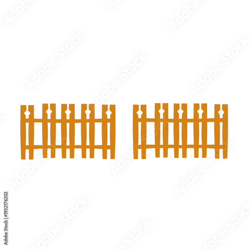 wooden fence vector element on isolated white background