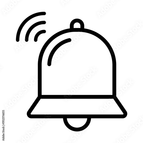 Minimalist line icon representing a notification bell with alert waves