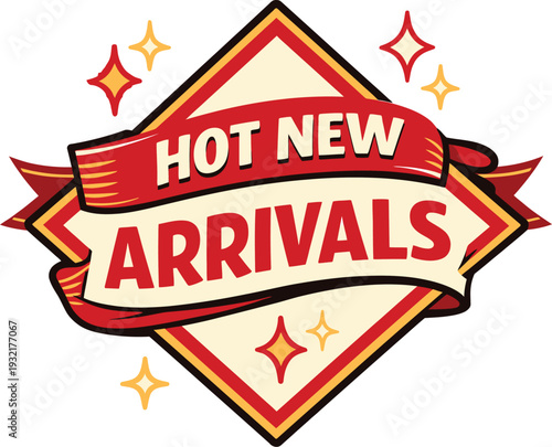 Hot New Arrivals Red and Gold Banner Vector