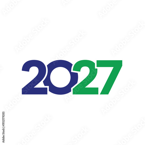 The year 2027 prominently displayed in blue and green bold numerals