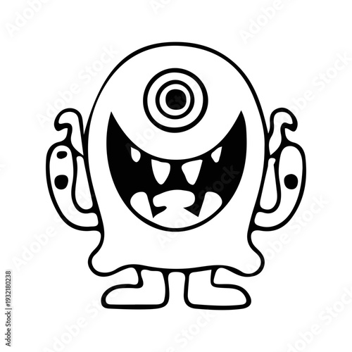 Cute One-Eyed Monster Outline