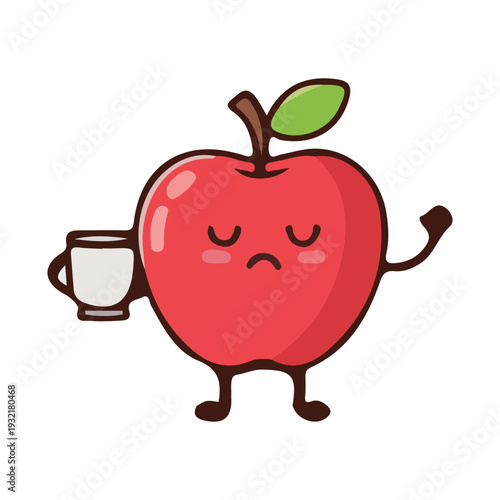 Tired Apple with Coffee Cup