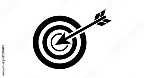 Bullseye target with arrow hitting center - clean vector illustration for graphic design.