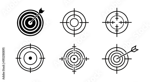 Set of target crosshair icons and bullseye symbols for graphic resources and design elements.