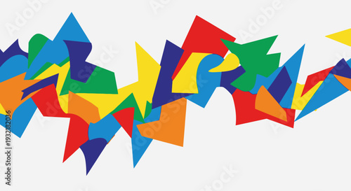 Colorful abstract geometric paper shapes composition isolated on white background