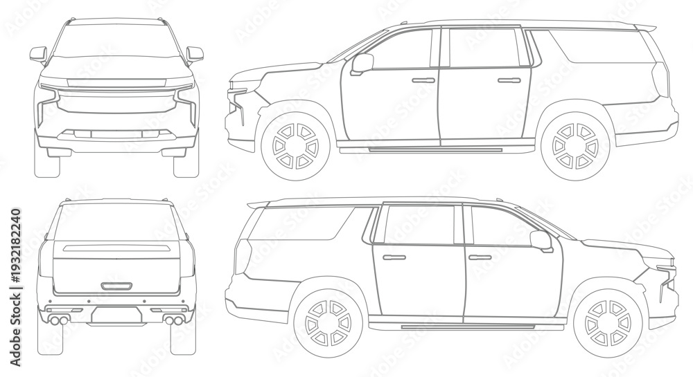 Obraz premium SUV Outline car vector isolated on white background