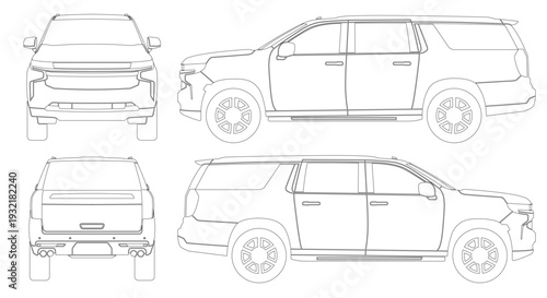 SUV Outline car vector isolated on white background