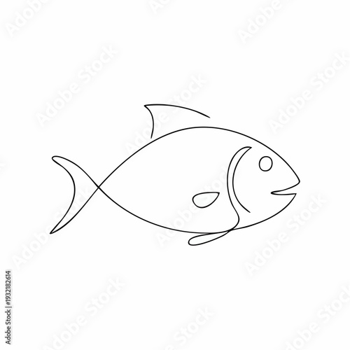 Simple line drawing of a fish for design and illustration purposes