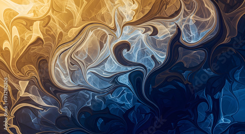 Gold and Blue Ink Flow