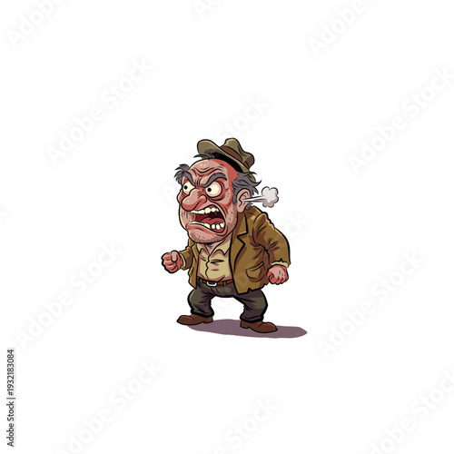 Angry and Furious Person Expression Vector Illustration - Intense Emotional Character Design with Vibrant Colors