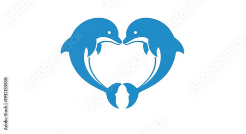 Two blue whales forming a heart shape with their tails against a white background symbolizing love and conservation