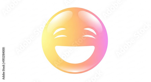 Vibrant smiling face emoji with winking eyes in gradient colors on white background