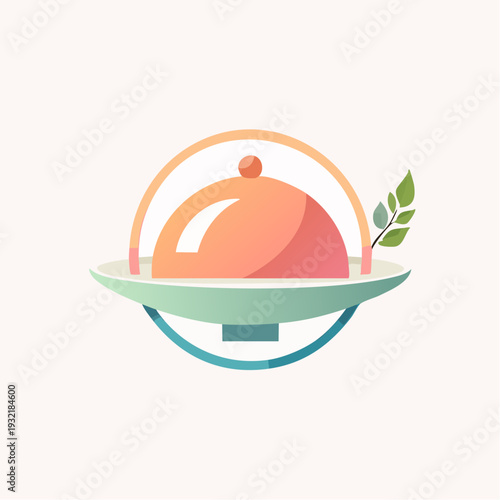 Elegant Food Platter with Leafy Garnish - Restaurant & Cuisine Icon