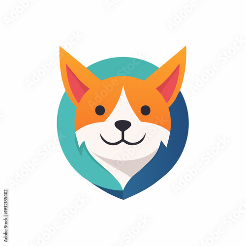 Cute corgi dog head logo, playful and friendly, vector illustration