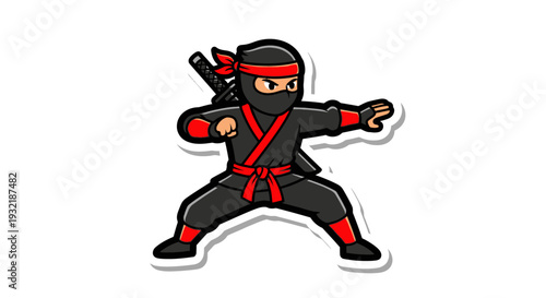 Cartoon Ninja in Fighting Stance