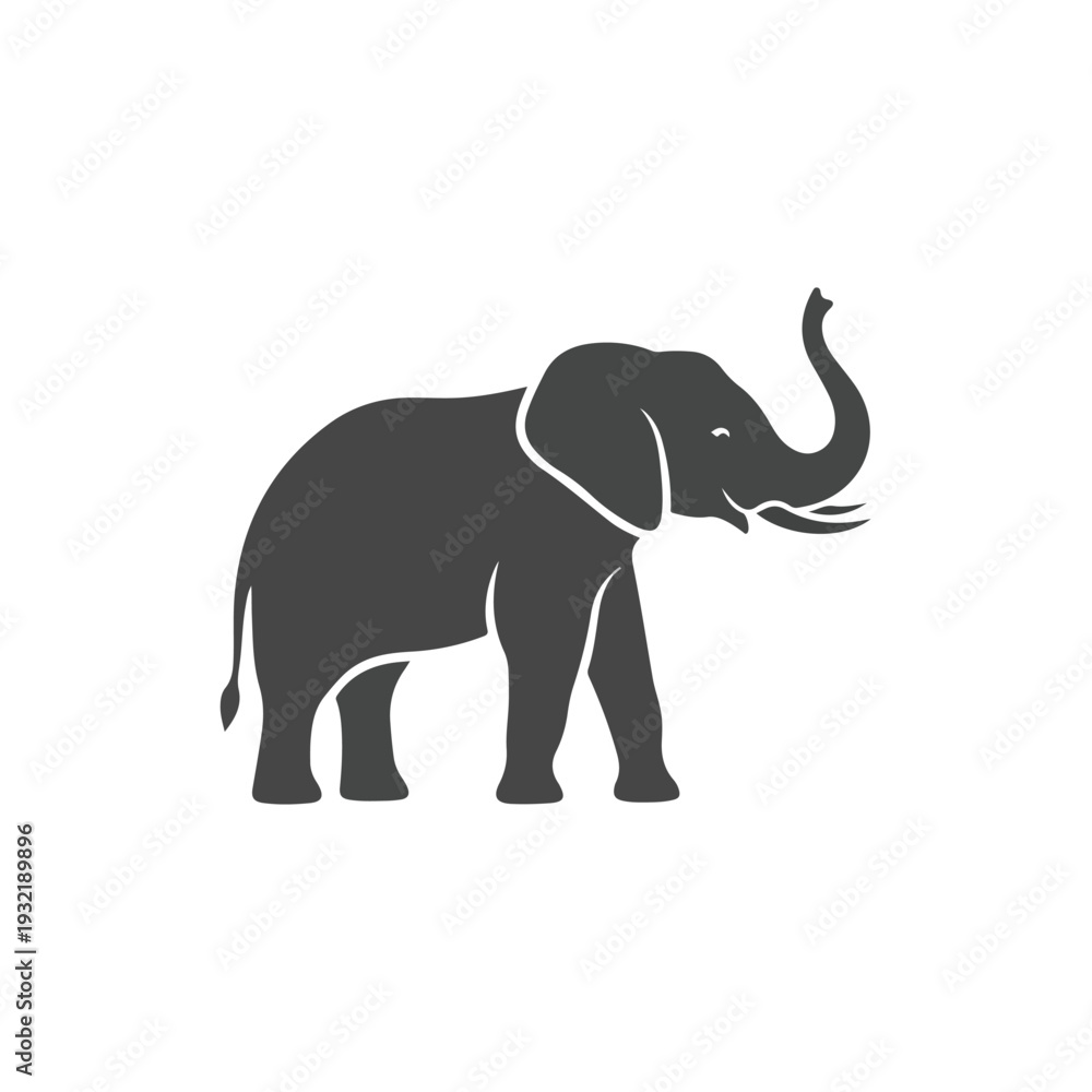 Fototapeta premium Elephant Silhouette Illustration on White Background
