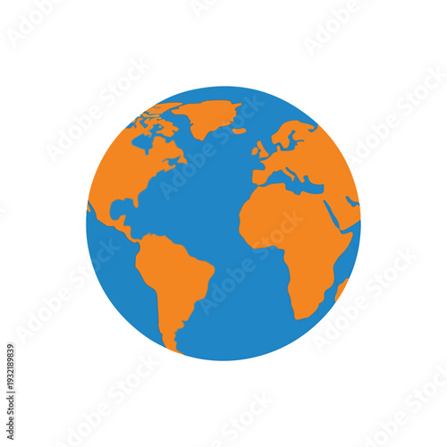 Earth Globe Illustration with Orange Landmasses