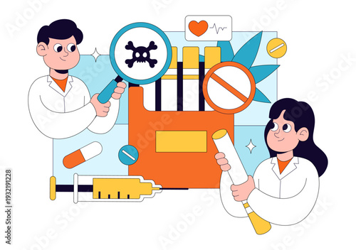 Narcologist Vector Illustration Featuring Drug Addiction Awareness And Issues Related To Alcohol And Tobacco In Healthcare Flat Background