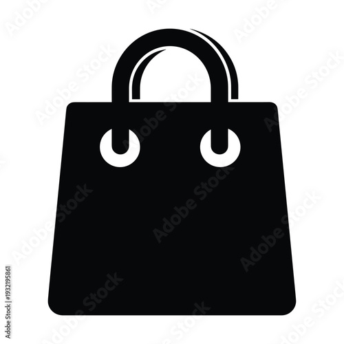Black shopping bag icon with handle
