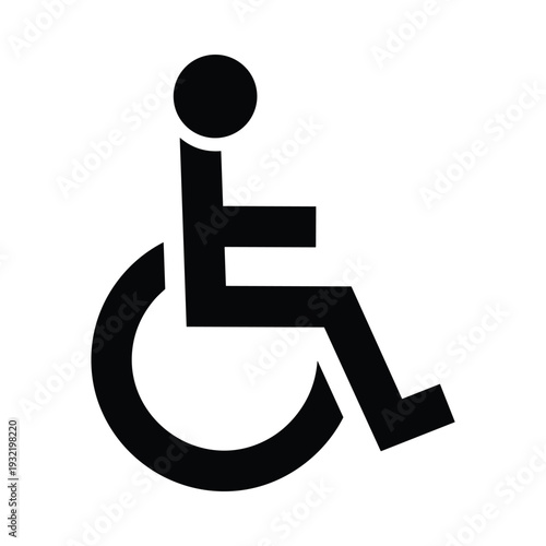 Black icon of a person in a wheelchair on a white background