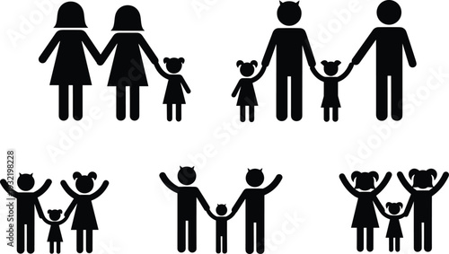 Black Silhouette of Professional Business Man in Suit and Woman in Elegant Dress Standing Together Isolated on White Background for Corporate Marketing Career and Partnership