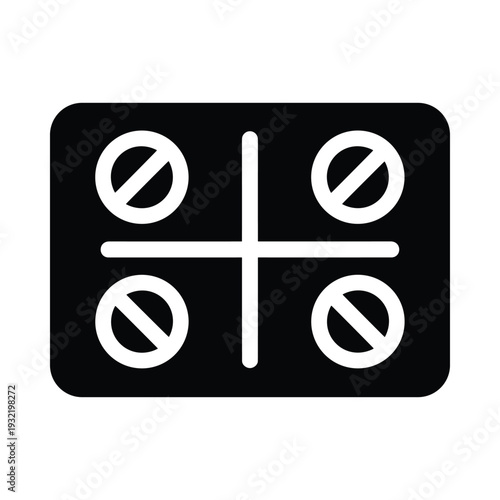 Black button with white prohibition sign