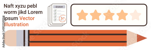 Education, assessment, feedback, performance review, grading, testing. A checklist, star rating and a pencil are . Education and assessment captured in conceptual icons