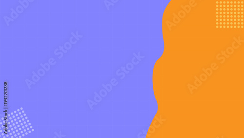 Vibrant purple and orange abstract background, featuring fluid wavy shapes and stylish dotted geometric elements.