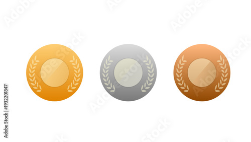 金銀銅のシールドとフレームデザインセット(ランキング ランク 1位 2位 3位 優勝 ベクター)：金銀銅アイコン12-2