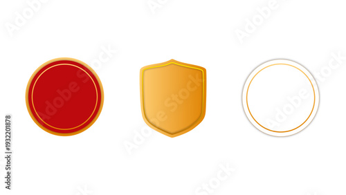 メダルのあしらい・フレームセット(高級感 装飾 デザイン素材 グラフィック素材 エレガント ベクター：メダルアイコン02-2