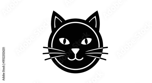 Black Cat Face Logo Icon Design.